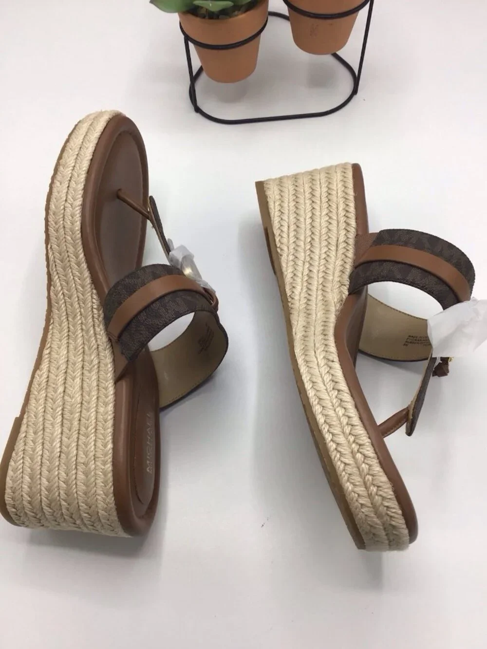 Michael Kors Women's Zoe  Platform Wedge Sandals Size 8 Brown